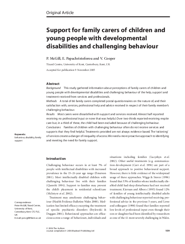 (PDF) Support for family carers of children and young people with ...
