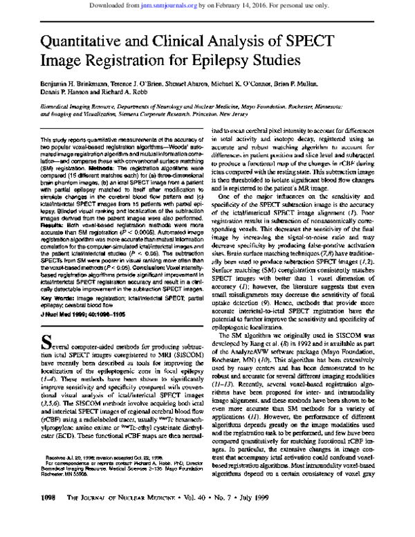 (PDF) Quantitative and clinical analysis of SPECT image registration ...