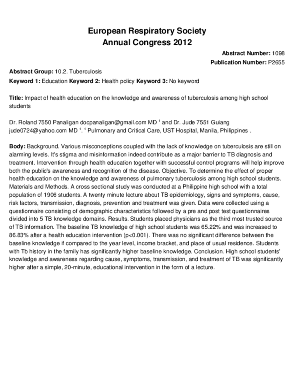 Tuberculosis essay pdf image
