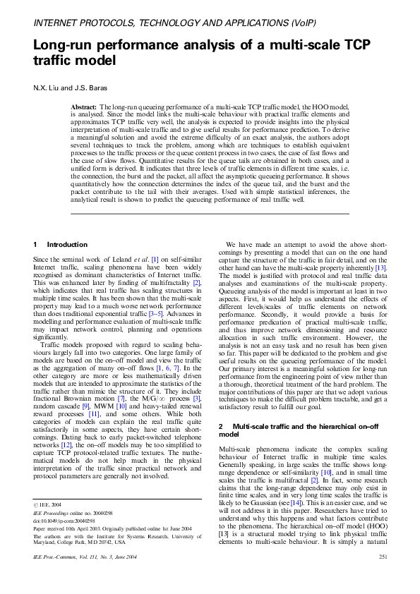 (PDF) Long-run performance analysis of a multi-scale TCP traffic model