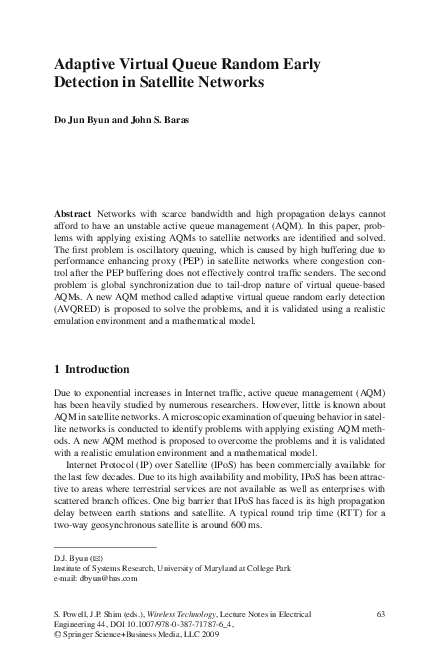 (PDF) Adaptive virtual queue random early detection in satellite networks