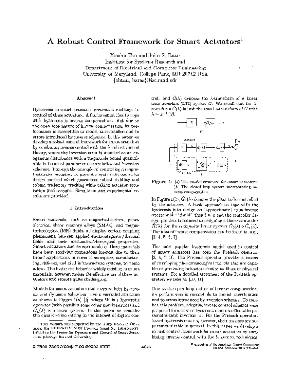 (PDF) A robust control framework for smart actuators