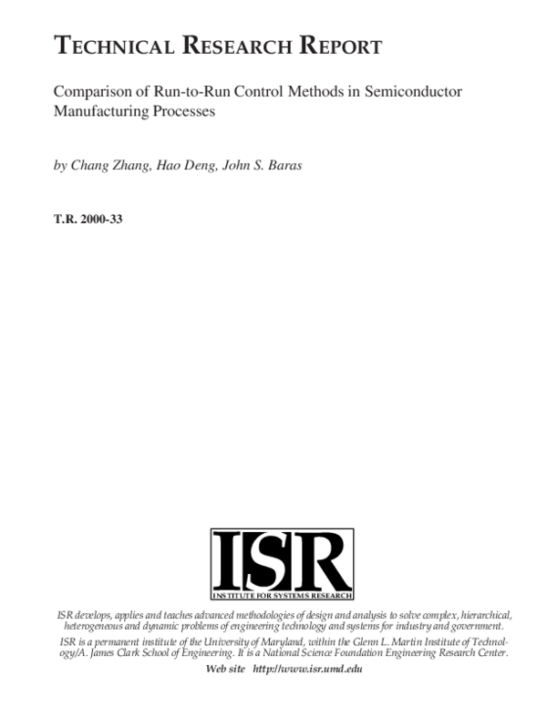 (PDF) Comparison of Run-to-Run Control Methods in Semiconductor ...