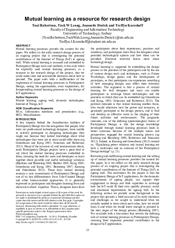 (PDF) Mutual learning as a resource for research design