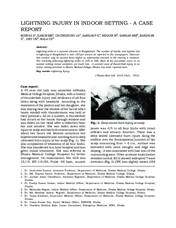 (PDF) Lightning Injury in Indoor Setting - A Case Report