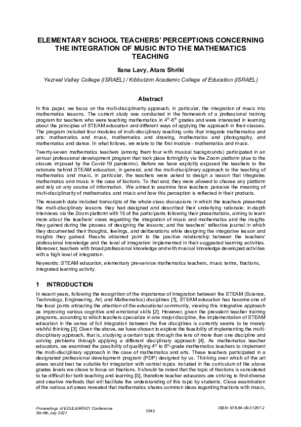 (PDF) ELEMENTARY SCHOOL TEACHERS' PERCEPTIONS CONCERNING THE ...