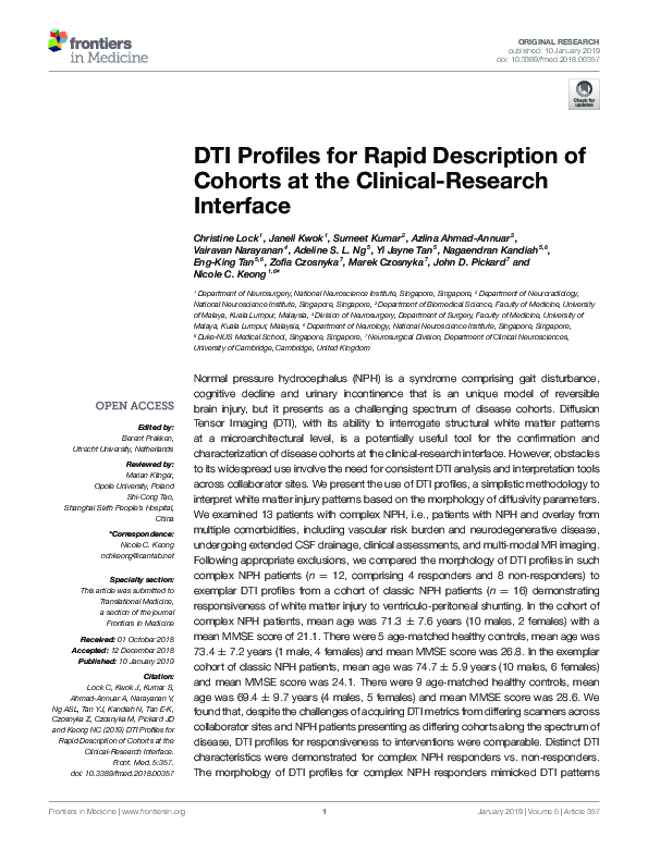 (PDF) DTI Profiles for Rapid Description of Cohorts at the Clinical ...