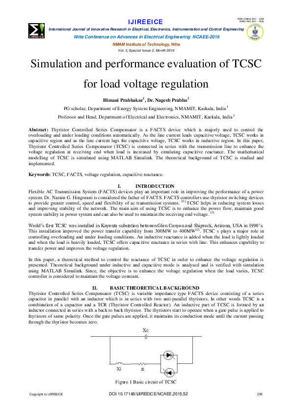 (PDF) Simulation and performance evaluation of TCSC for load voltage ...