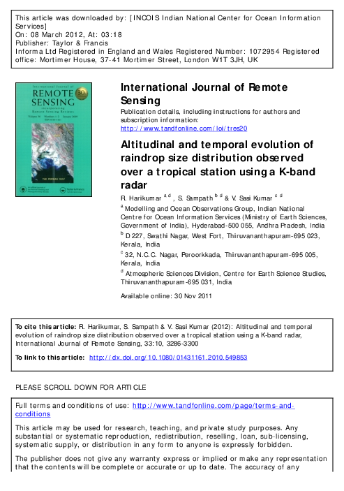(PDF) Altitudinal and temporal evolution of raindrop size distribution ...