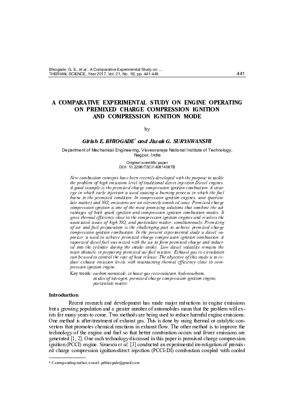 (PDF) A comparative experimental study on engine operating on premixed ...