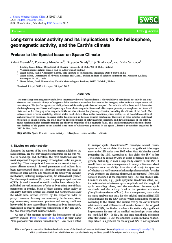 (PDF) Long-term solar activity and its implications to the heliosphere ...
