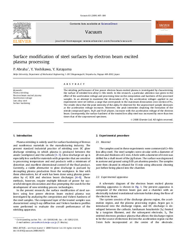 (PDF) Surface modification of steel surfaces by electron beam excited ...