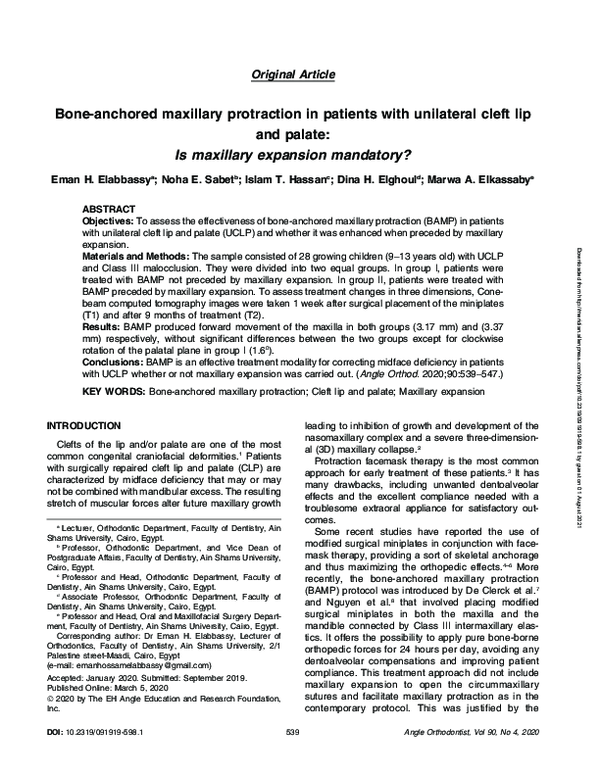 (PDF) Bone-anchored maxillary protraction in patients with unilateral ...