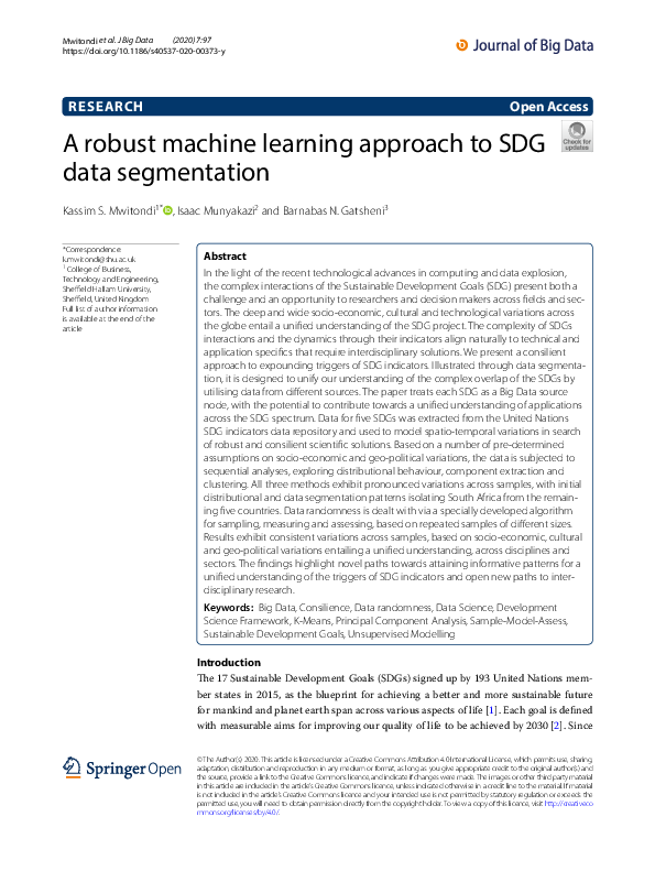 (PDF) A robust machine learning approach to SDG data segmentation