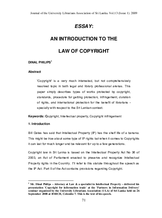 (PDF) An Introduction to the Law of Copyright