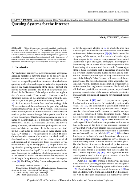 (PDF) Queuing Systems for the Internet