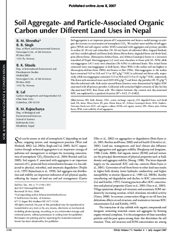 (PDF) Soil organic carbon stocks in soil aggregates under different ...