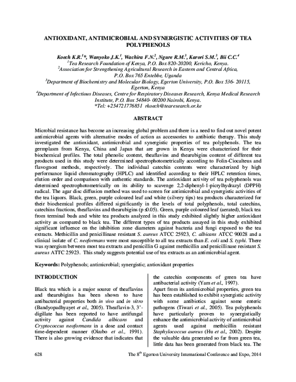 (PDF) Antioxidant, antimicrobial and synergistic activities of tea ...