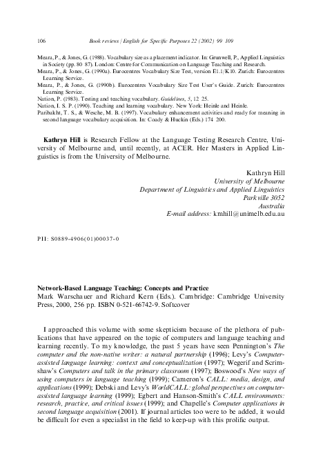 Network-based Language Teaching: Concepts and Practice (Cambridge Applied Linguistics) Warschauer，Mark PDF) Network-Based Language Teaching: Concepts and Practice