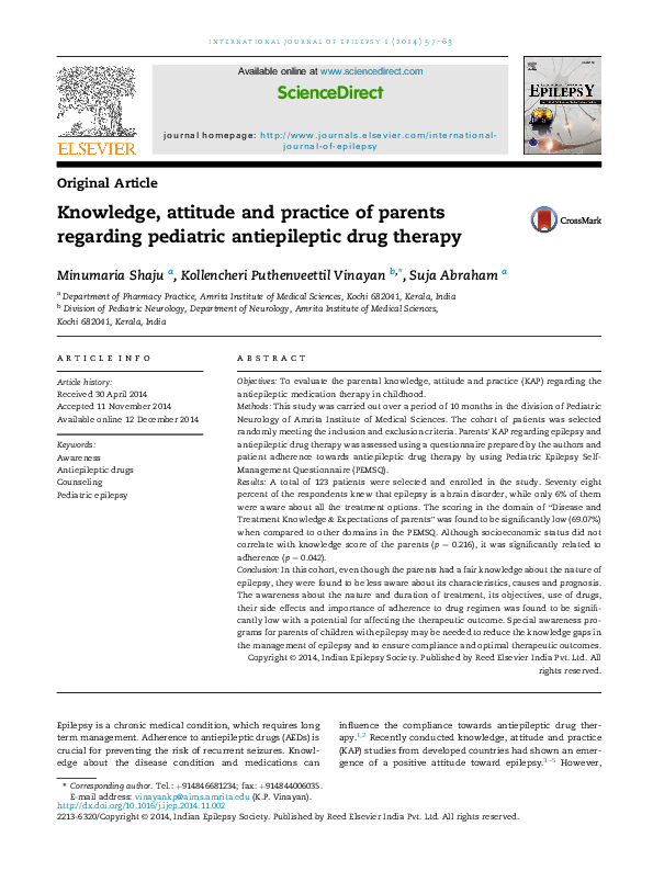(PDF) Knowledge, attitude and practice of parents regarding pediatric ...