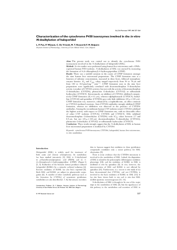 (PDF) Characterization of the cytochrome P450 isoenzymes involved in ...