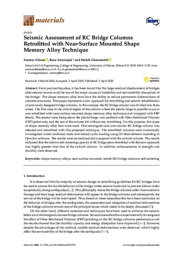 (PDF) Seismic Assessment of RC Bridge Columns Retrofitted with Near ...