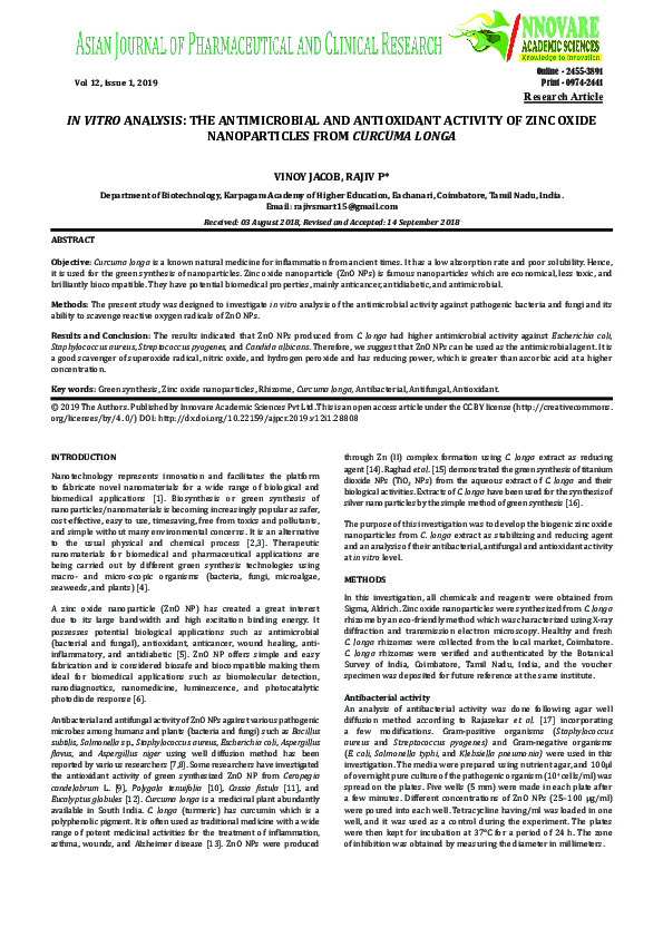 (PDF) In Vitro Analysis: The Antimicrobial and Antioxidant Activity of ...