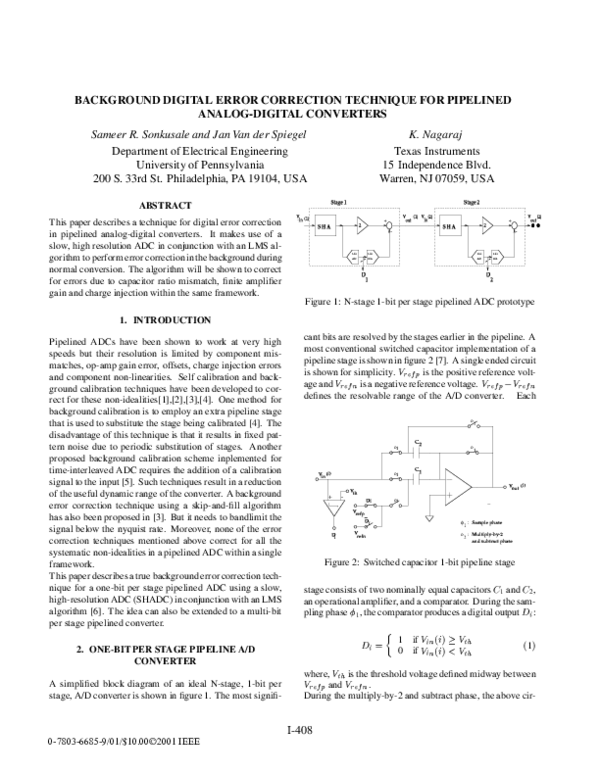 (PDF) Background digital error correction technique for pipelined ...