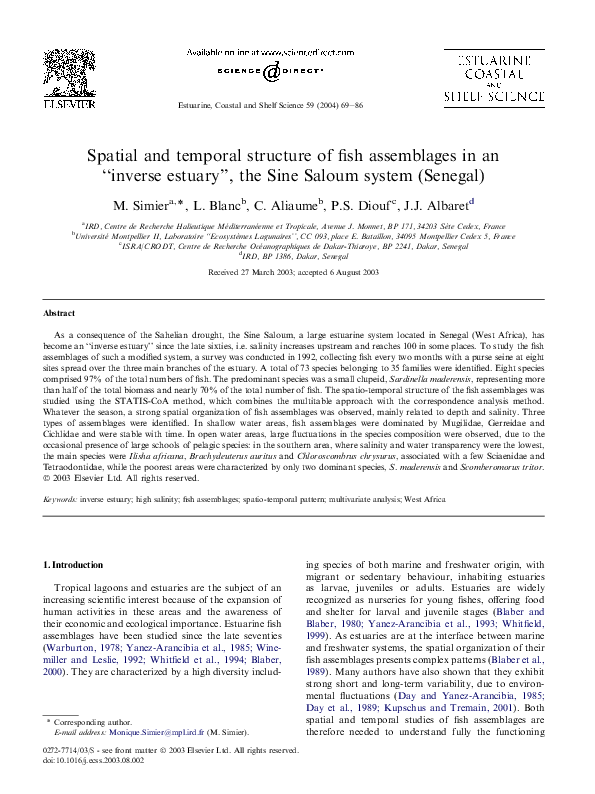 (PDF) Spatial and temporal structure of fish assemblages in an