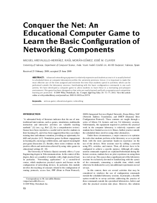 (PDF) Conquer the Net An educational computer game to learn the basic