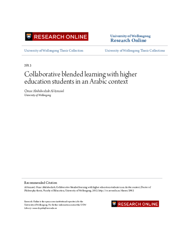 (PDF) Collaborative blended learning with higher education students in ...
