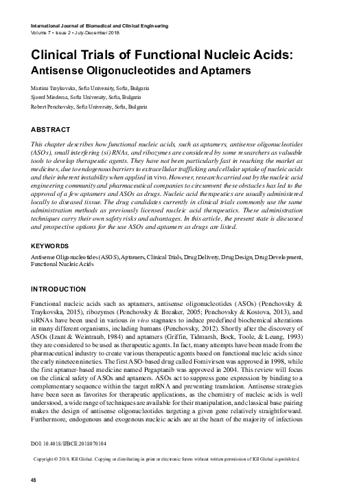 (PDF) Clinical Trials of Functional Nucleic Acids