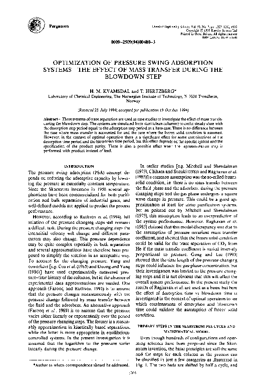 (PDF) Optimization of pressure swing adsorption systems—The effect of ...