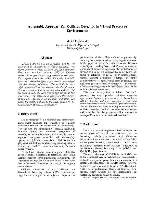 (PDF) Adjustable approach for collision detection in virtual prototype ...
