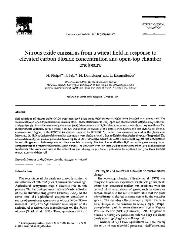 (PDF) Nitrous oxide emissions from a wheat field in response to ...