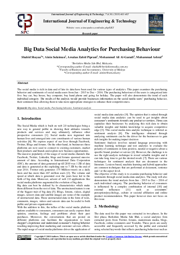 (PDF) Big Data Social Media Analytics for Purchasing Behaviour