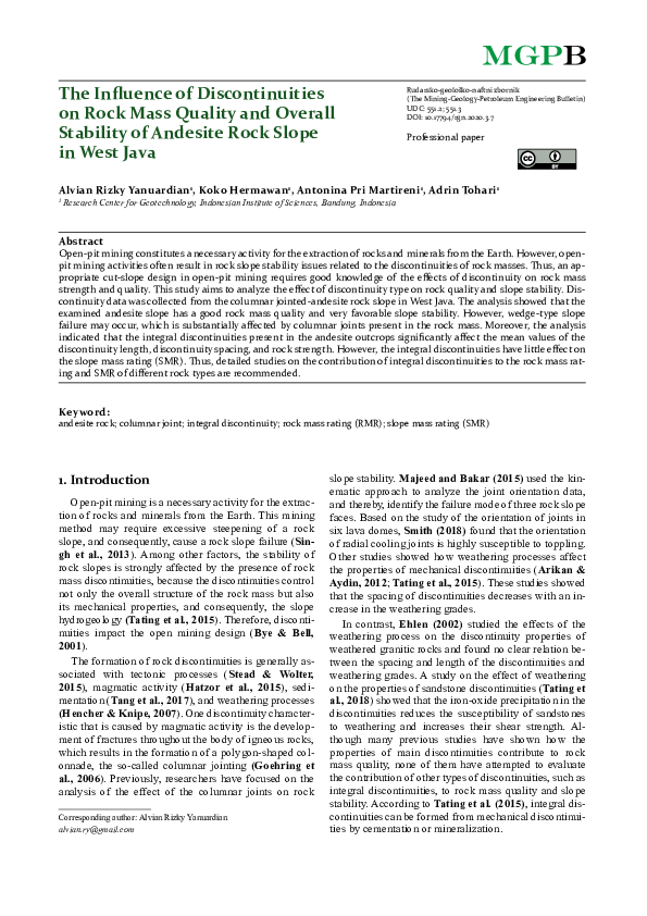 (PDF) The Influence of Discontinuities on Rock Mass Quality and Overall ...