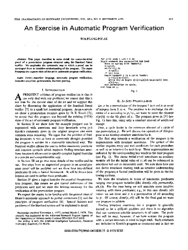(PDF) An Exercise in Automatic Program Verification