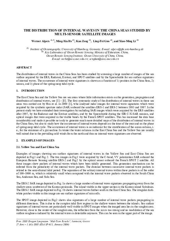 (PDF) The Distribution of Internal Waves in the China Seas Studied by ...