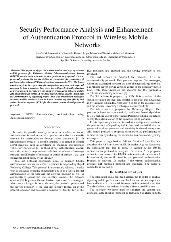 (PDF) Security Performance Analysis and Enhancement of Authentication ...