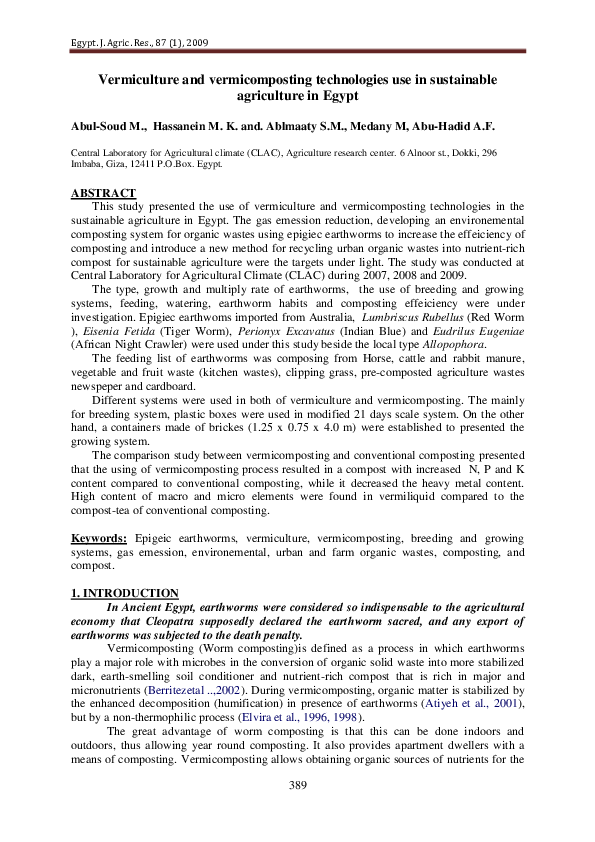 (PDF) Vermiculture and vermicomposting technologies use in sustainable ...