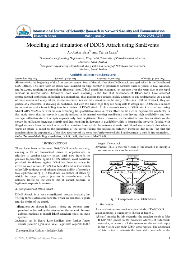 (PDF) Modelling and simulation of DDOS Attack using SimEvents