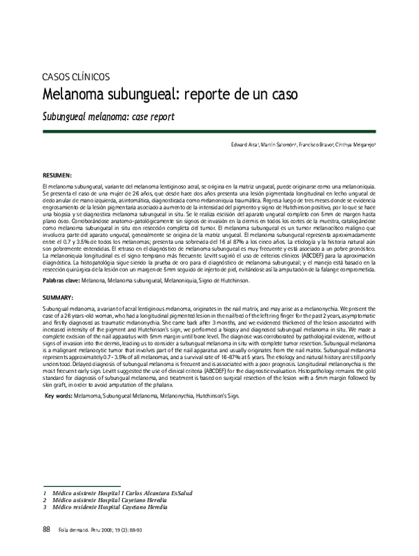 (PDF) Melanoma subungueal reporte de un caso Subungueal melanoma case