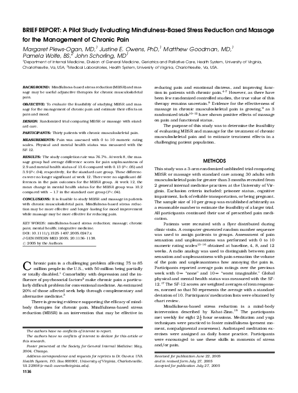 (PDF) Brief report: A pilot study evaluating mindfulness-based stress ...