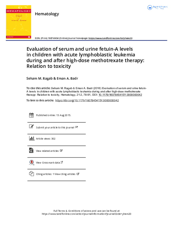 (PDF) Evaluation of serum and urine fetuin-A levels in children with ...