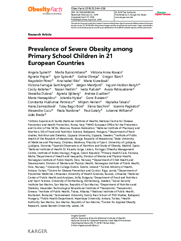 (PDF) Prevalence of Severe Obesity among Primary School Children in 21 ...