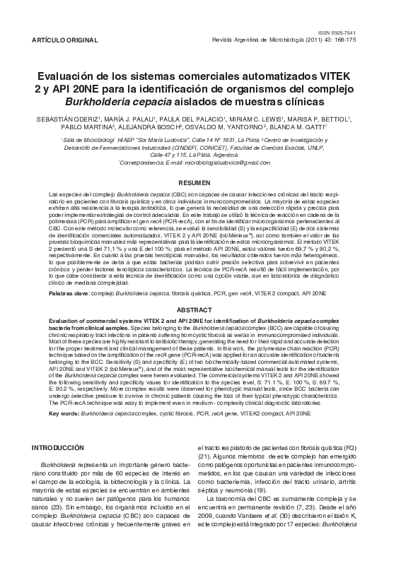 (PDF) Evaluación de los sistemas comerciales automatizados VITEK 2 y ...