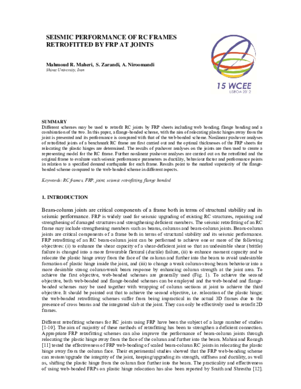 (PDF) Seismic Performance of RC Frames Retrofitted by FRP at Joints