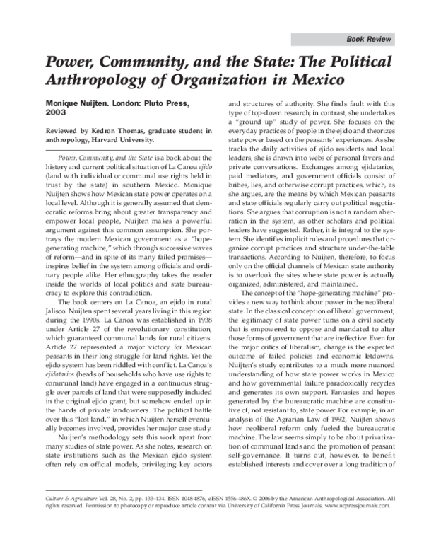 (PDF) Power, Community, and the State: The Political Anthropology of ...