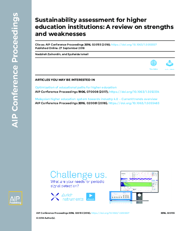 (PDF) Sustainability assessment for higher education institutions: A ...